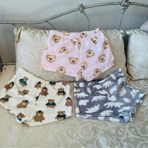 SHEIN Women's Shorts XL/12 Cute Bear Print Elastic High Waist Fleece Casual NWOT